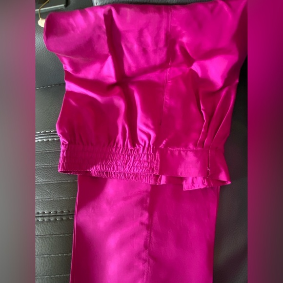 ACCENT 2PC 100% Silk Button Down Long Sleeve Shirt and Zip-Up Button pants - Picture 3 of 12